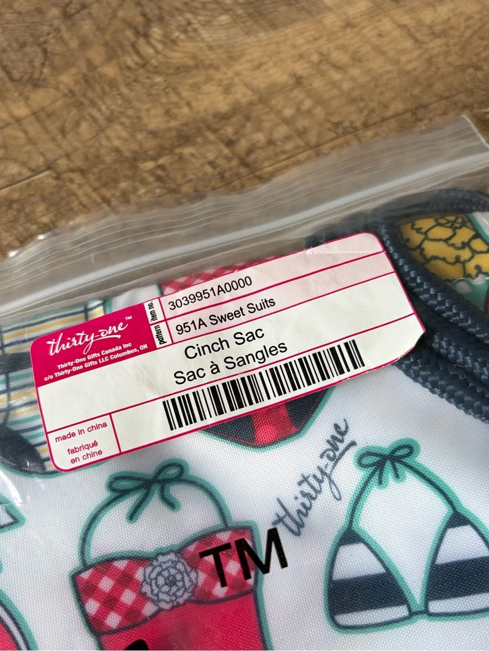 Thirty-one ‘Sweet Suits’ Swimsuit Patterned Drawstring Cinch Sac Bag